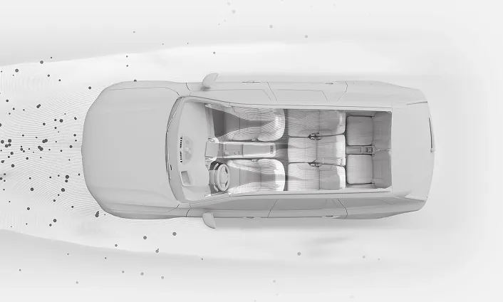 Interior do Volvo destacando o sistema de qualidade do ar